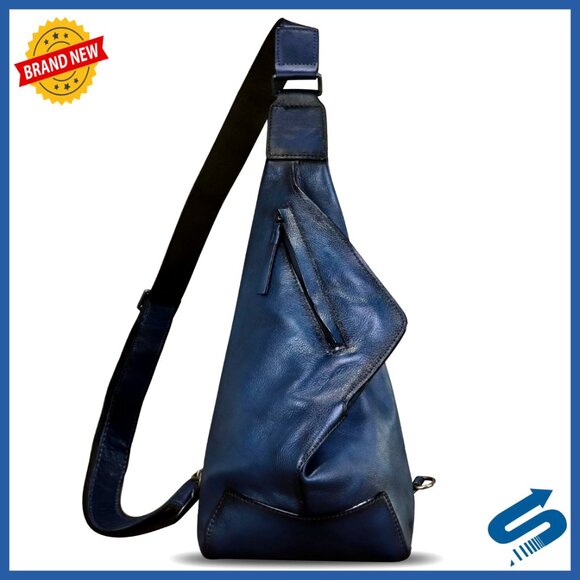 Genuine Leather Sling Backpack Crossbody Daypack Chest Bag Unisex